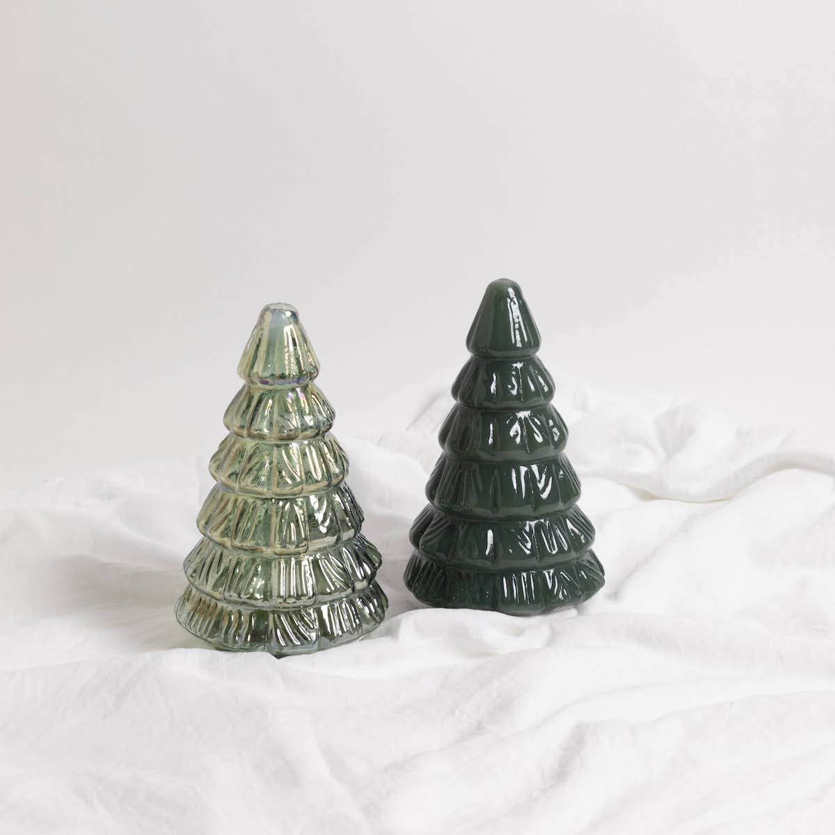 Green Glass Embossed Trees - P I C N I C 