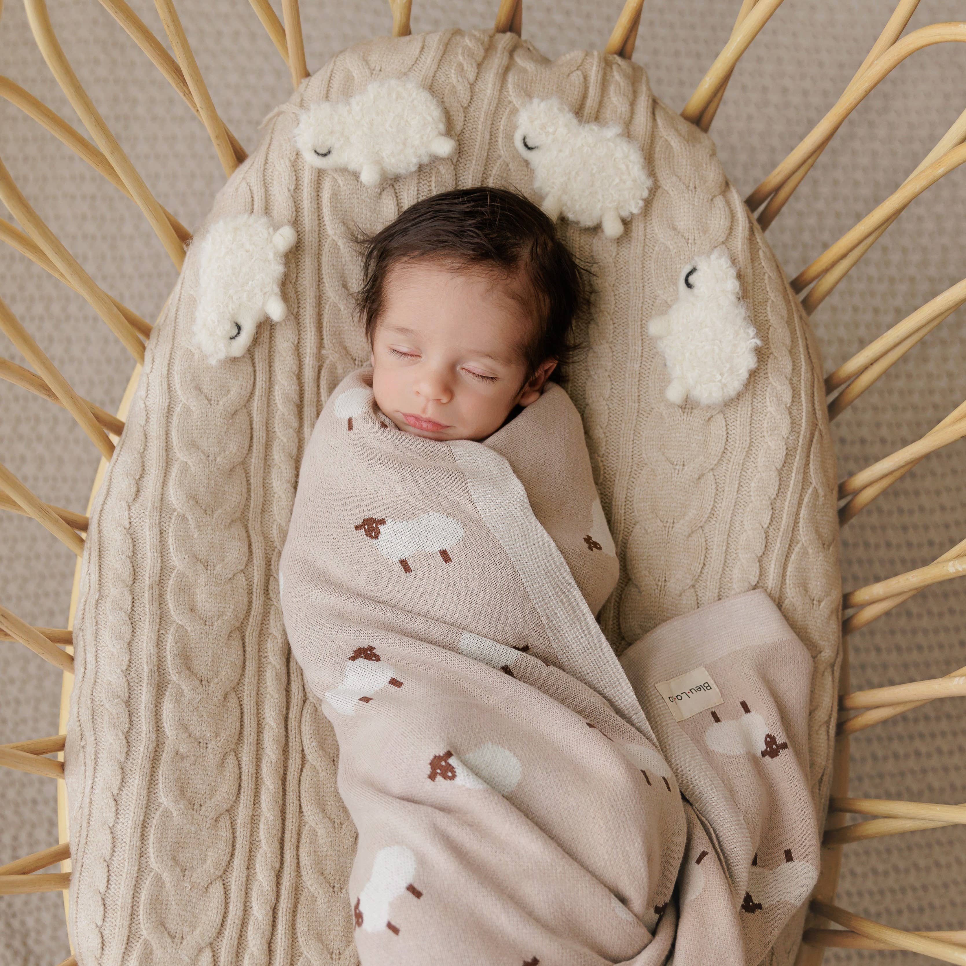 Sheep Cotton Swaddle Receiving Baby Blanket - P I C N I C 