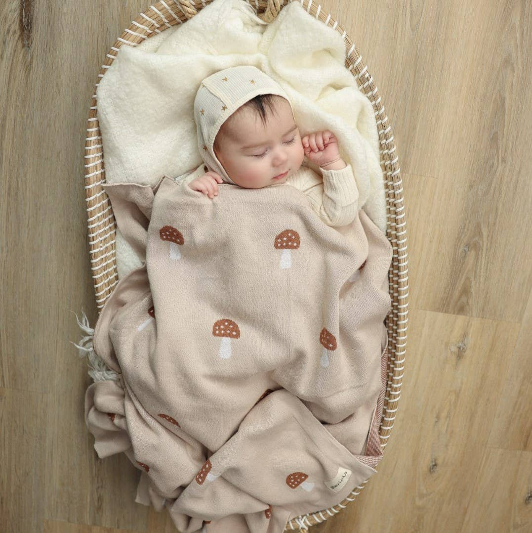 Mushroom Cotton Swaddle Receiving Baby Blanket - P I C N I C 