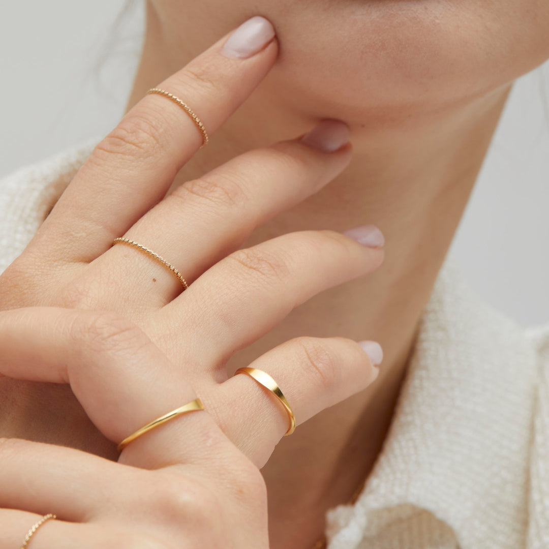 Bree Dainty Snake Gold Chain Ring - P I C N I C 