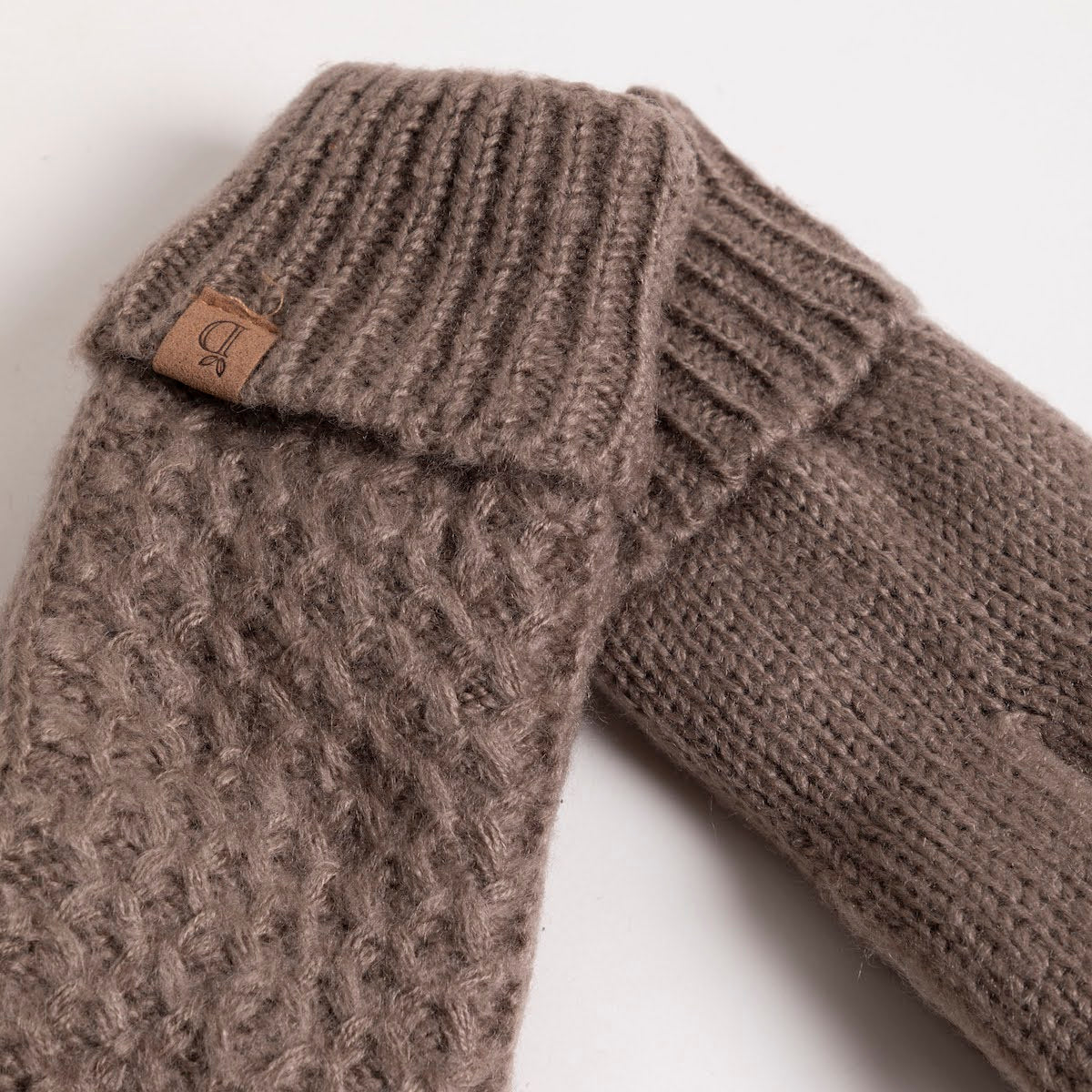 Cable Knit Mittens With Sherpa Lining - P I C N I C 