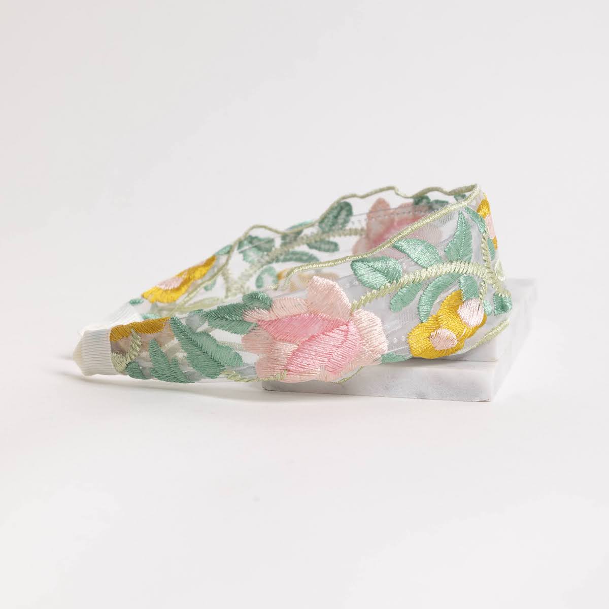 Floral Embroidered Mesh Headband - P I C N I C 