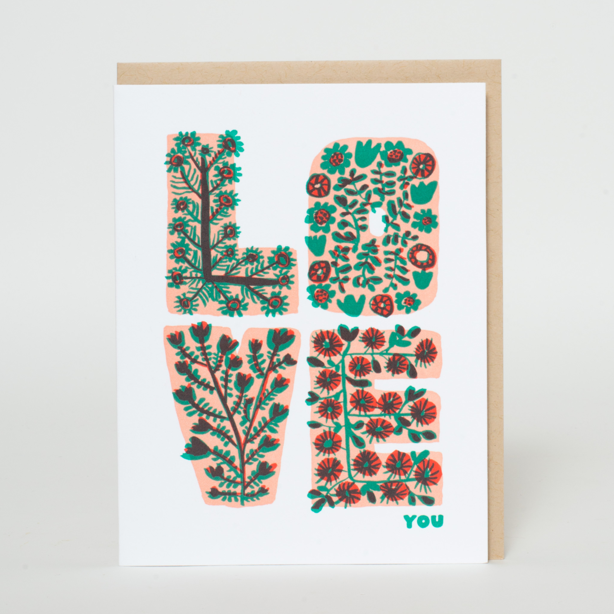 Floral Love You Letterpress Greeting Card - P I C N I C