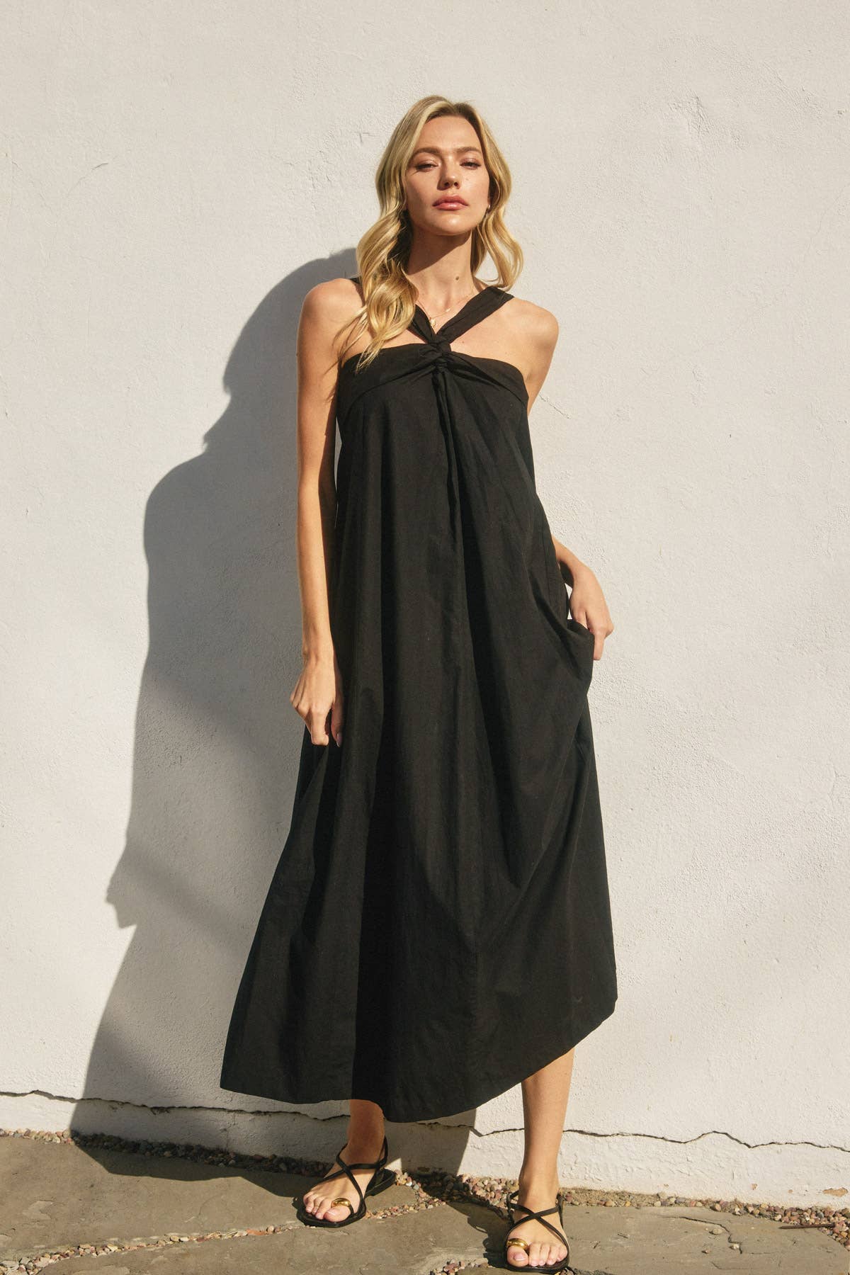 Audra Cotton Halter Maxi Dress - P I C N I C