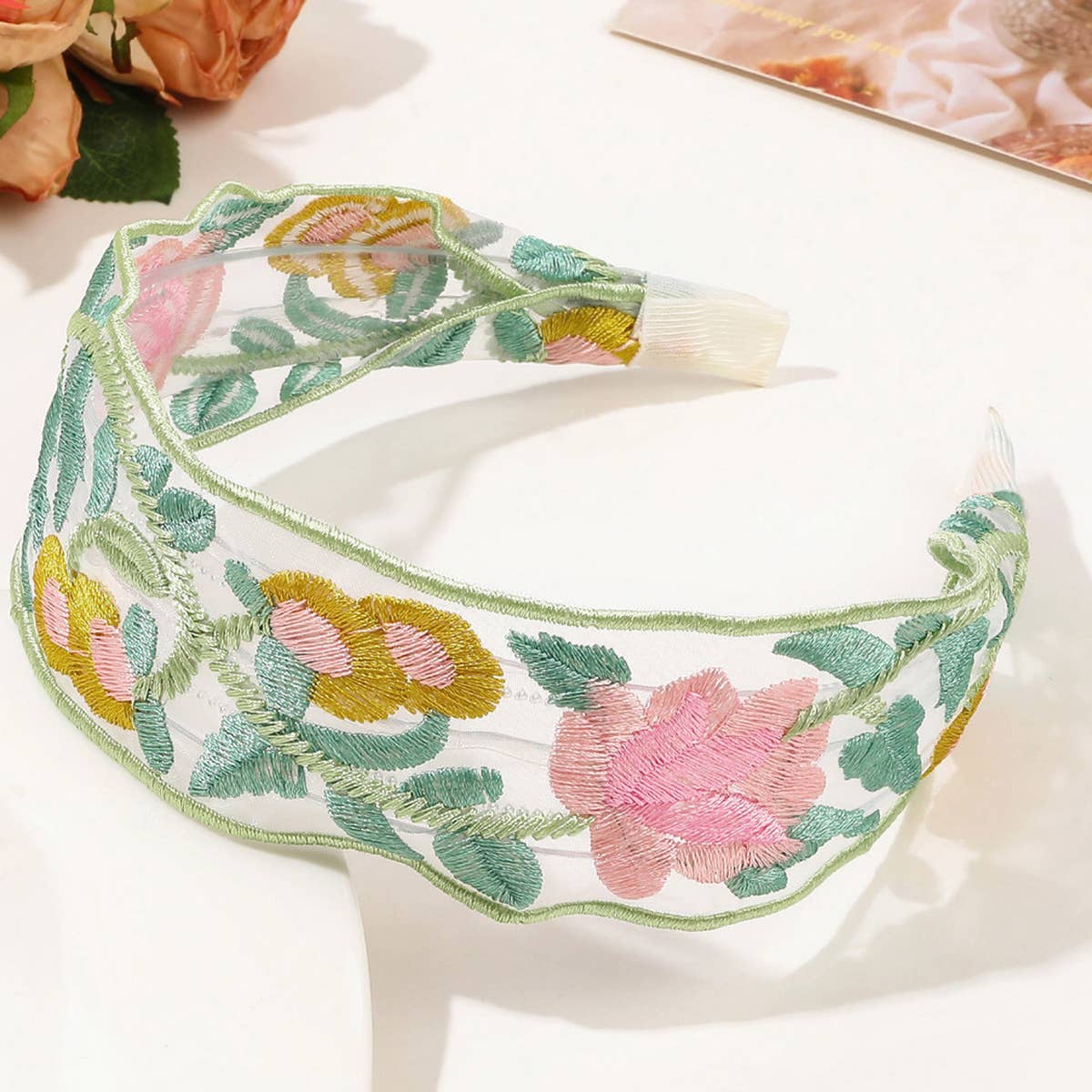 Floral Embroidered Mesh Headband - P I C N I C 